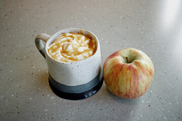 cup of coffee with apple