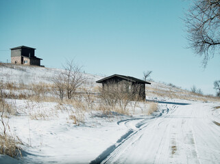 old house in the snow