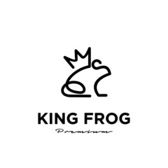Obraz premium king frog line vector logo illustration design