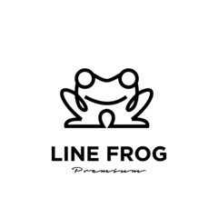 simple frog line vector logo illustration design