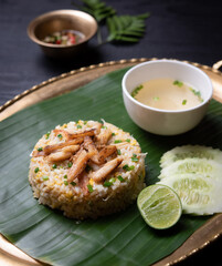 fried rice with crab and vegetable on the table,Thai style food
