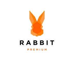 Rabbit head overlap overlay geometric logo icon vector illustration