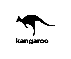 Kangaroo silhouette logo vector icon illustration