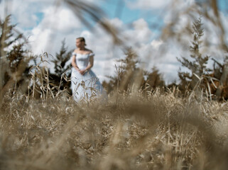 woman walking in the field