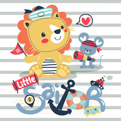 Fototapeta premium cute lion rat sailor costume sitting