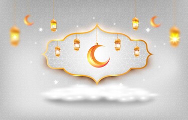 Ramadan background with realistic style illustration