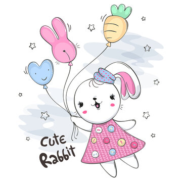 cute rabbit girl cartoon wearing pink