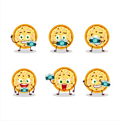 Photographer profession emoticon with marinara pizza cartoon character