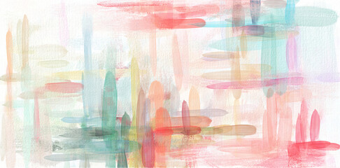 Bright hand drawn artistic background. Watercolor messy brush strokes in pastel colors, textured artwork for tapestry