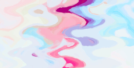 Digital painting, abstract digital artwork in bright color palette. Wall art for interior with peach, lavender accent. Geometric background illustration