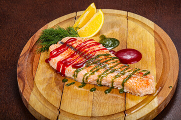 Baked salmon steak