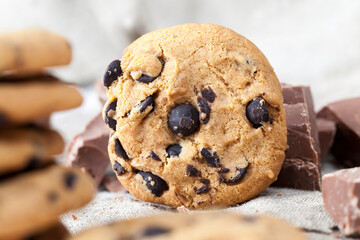 delicious wheat flour cookies and chocolate drops
