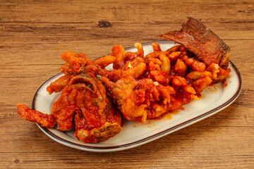 Chinese cuisine squirrel fish with sauce