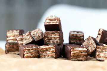 cocoa candies with waffles