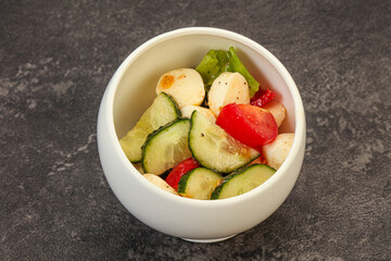 Salad with vegetables and mozzarlla