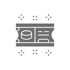 Ice hockey ticket gray icon. Isolated on white background