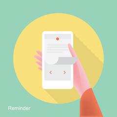 Reminder concept. Reminder application on a mobile phone.