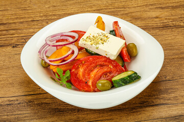 Traditional Greek salad with feta cheese