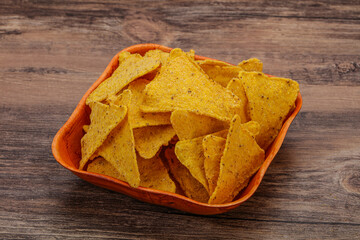 Mexican crunchy corn nachos triangle