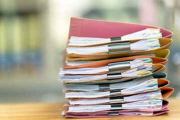 Documents placed on the desk at the office