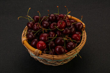Sweet cherry in the basket