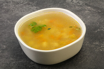 Tasty chicken soup with carrot