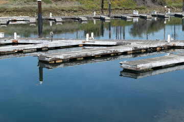 Deserted old wooden docks