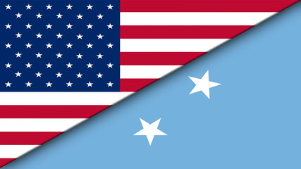 Micronesia and United States of America Flat flag - Double Flag 
