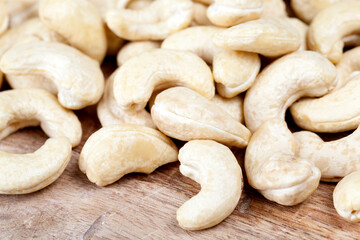 delicious and healthy raw cashew nuts, close up