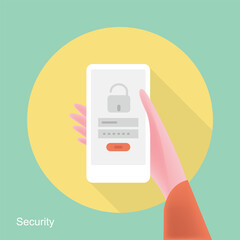 data security concept, mobile application access, log in and password