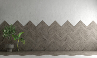Minimal mock up interior design and empty living room and empty wooden and concrete wall background...