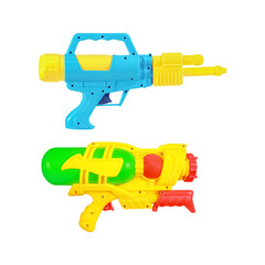 Plastic water gun toy isolated on white with clippg path