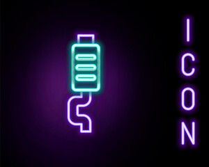 Glowing neon line Car muffler icon isolated on black background. Exhaust pipe. Colorful outline concept. Vector