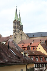 Fototapeta premium Bamberg Blick über Dächer der Altstadt auf den Bamberger Dom