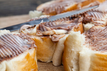 soft chocolate butter and white bread