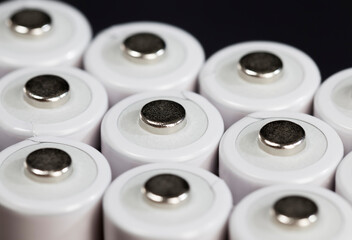 reusable cells white colored power supplies, close up