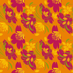 Folk floral pattern. Abstract flowers print. seamless pattern