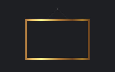 Square golden frame with black background