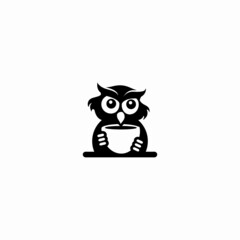 Owl and coffee cup for Cafe Logo Symbol Template Design Vector,
 Emblem, Design Concept, Creative Symbol, Icon