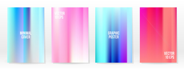 Fototapeta premium Holographic Poster Set Iridescent Technology Cover