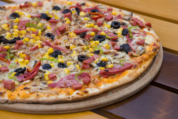 A delicious hot Italian pizza