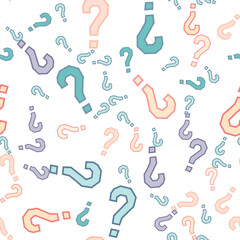 Quiz seamless pattern. Question marks, doubt, faq
