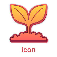 Gold Plant icon isolated on white background. Seed and seedling. Leaves sign. Leaf nature. Vector
