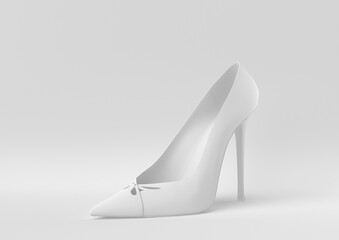 White shoe in white background. minimal concept idea creative. 3D render.