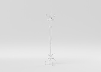 White Coat Hook in white background. minimal concept idea creative. monochrome. 3D render.