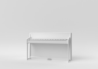 White Grand piano in white background. minimal concept idea creative. monochrome. 3D render.
