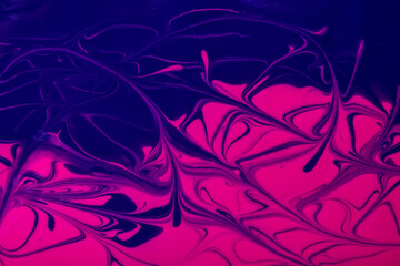 Fototapeta na wymiar Abstract fluid art background navy blue and purple colors. Liquid marble. Acrylic painting on canvas with gradient.