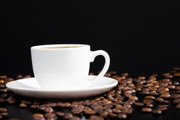 whole and flavorful coffee beans scattered in a chaotic order