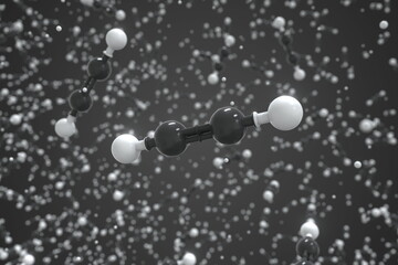 Acetylene molecule, ball-and-stick molecular conceptual model. Scientific 3d rendering