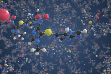 Molecule of azathioprine, ball-and-stick molecular model. Science related 3d rendering